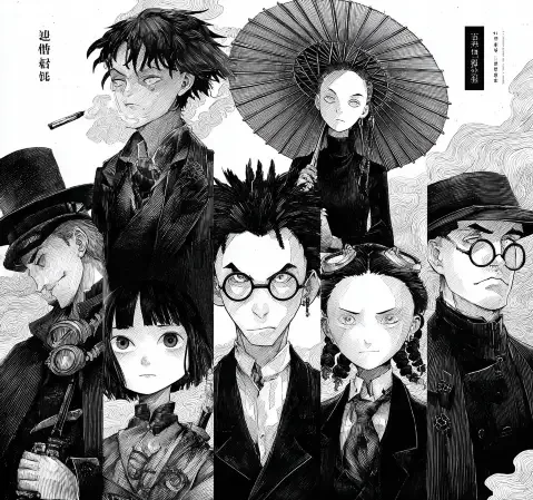 家庭趣事漫画封面：一家人围坐在餐桌旁